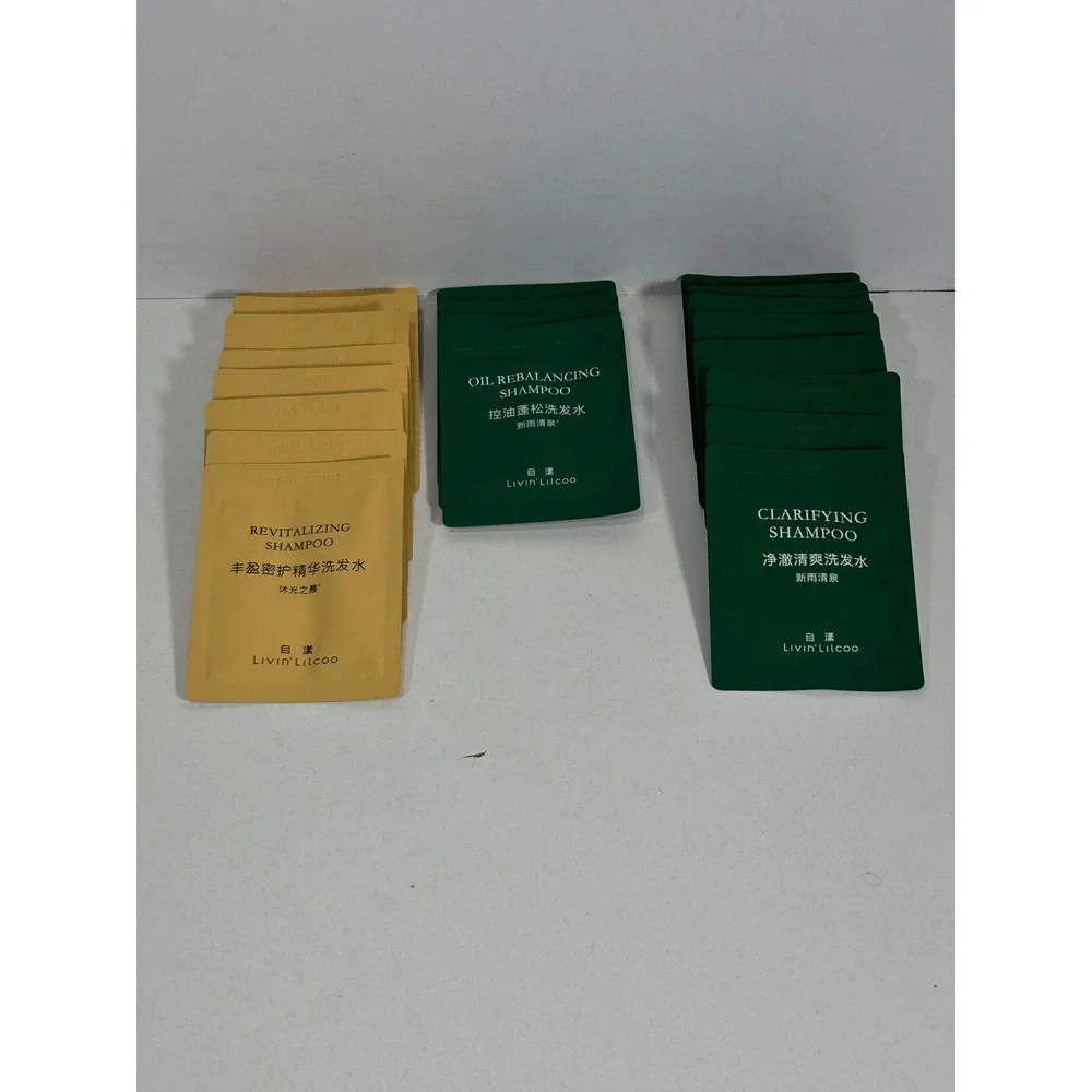 Livin' Lilcoo Shampoo Sample 20 packets Revitalizing Oil Rebalancing Clarifying